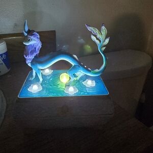 Fantasy Sea Dragon Night Light Figurine - Teal & Purple